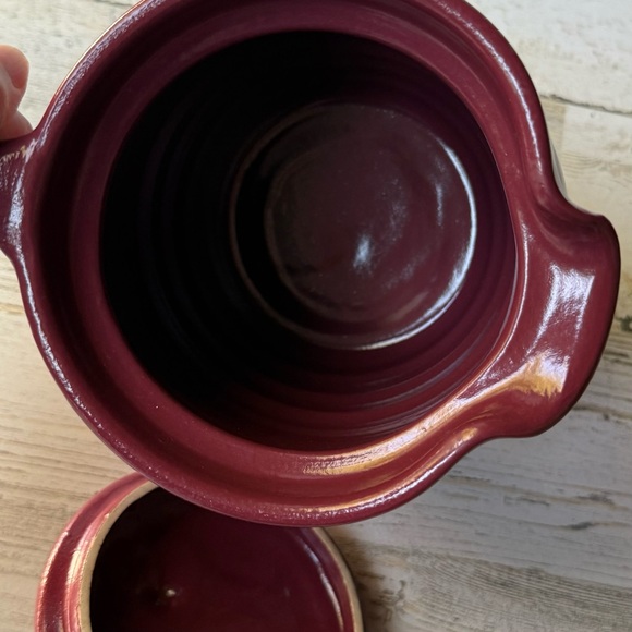 Vintage Burgundy Red East Texas Pottery Stoneware Covered Milk Pitcher - Picture 6 of 13